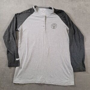 Jagermeister Henley‎ Buck Logo Women's Gray Long Sleeve T-Shirt Sz XL